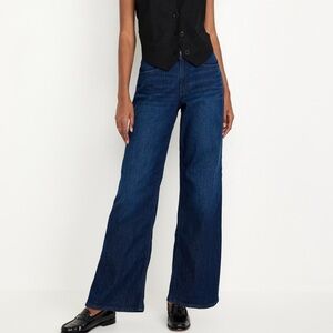 Old Navy Women's High Rise Wow Wide Leg Jeans Medium Wash Size 16 30” inseam